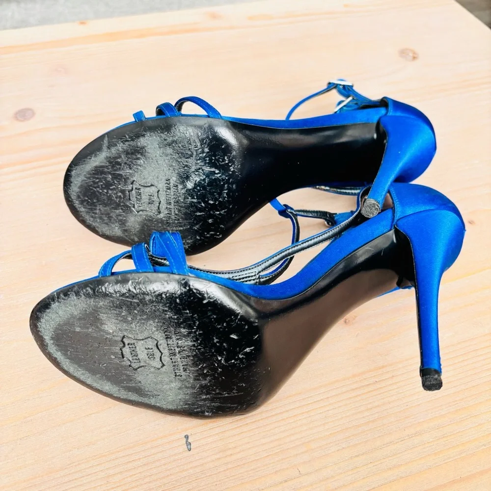 Stuart Weitzman Royal Blue Satin Strappy Heels Pumps‎ Women’s Size 10M Designer